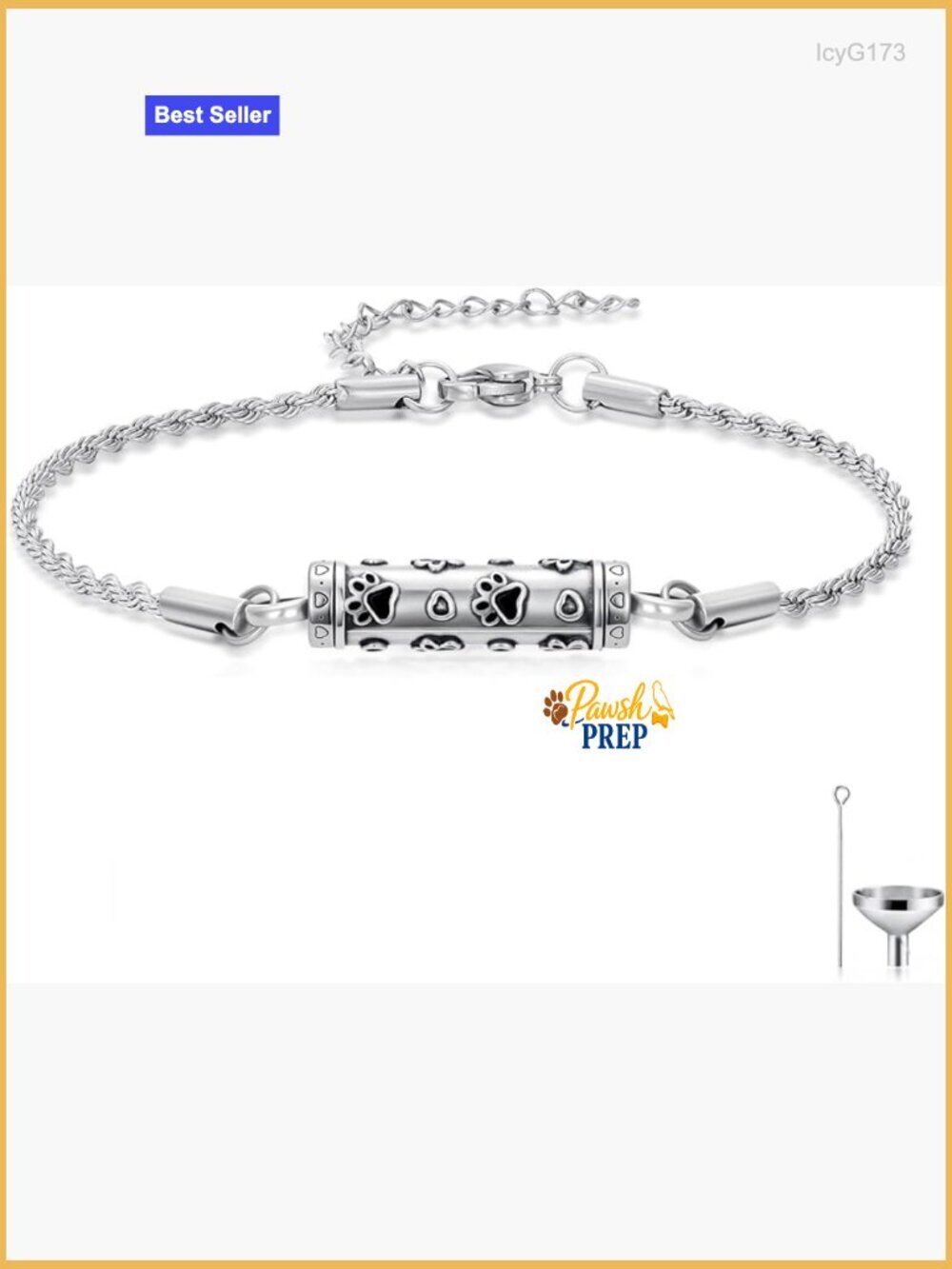 Large Paw Print Urn Bracelet for Ashes Keepsake Memorial Jewelry Gift